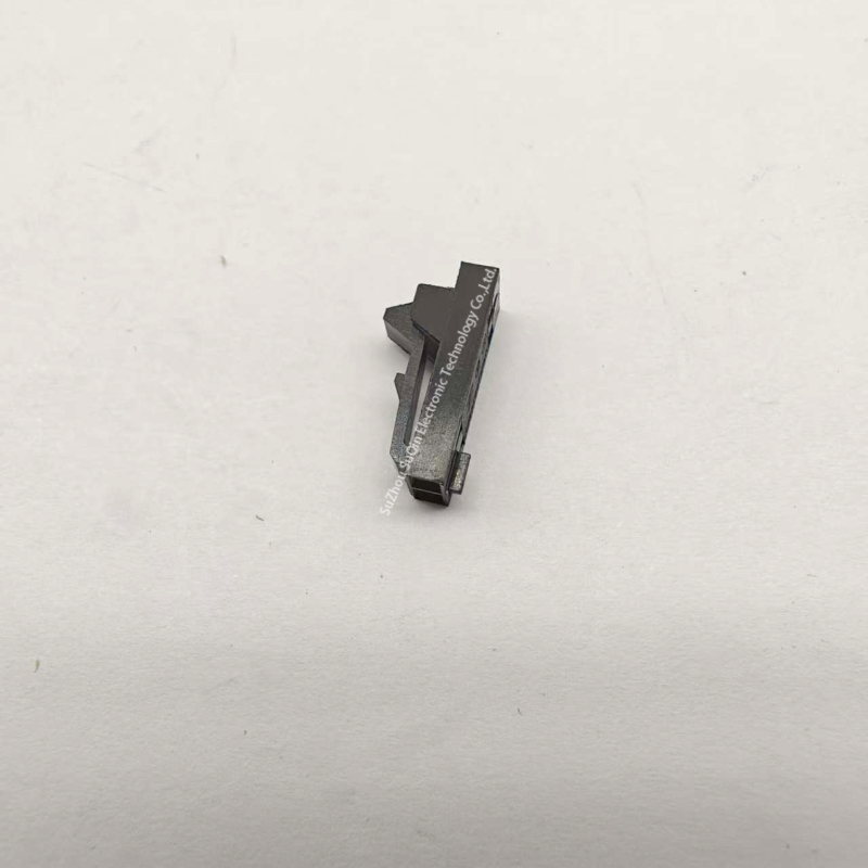 Front view of TE 104257-1 AMPMODU MTE housing showing the positive latch mechanism and black thermoplastic body.