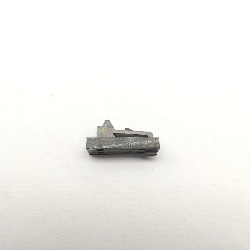 Rear wire entry view of TE 104257-1 2-position receptacle, highlighting the single row configuration.