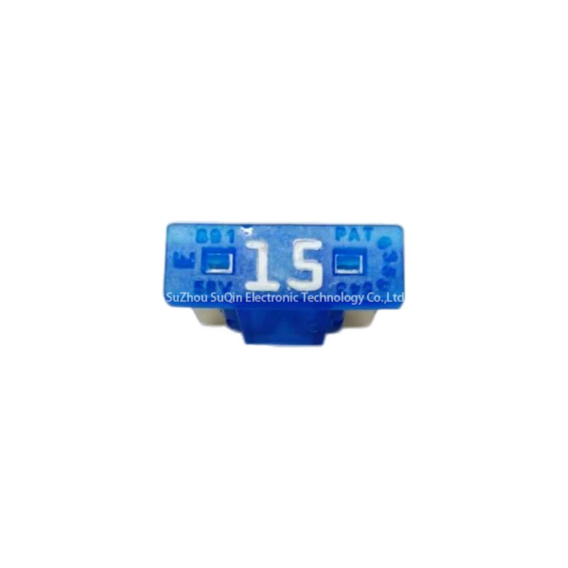 Rear view of Littelfuse 0891015.NXS highlighting the low profile blade contact terminals.
