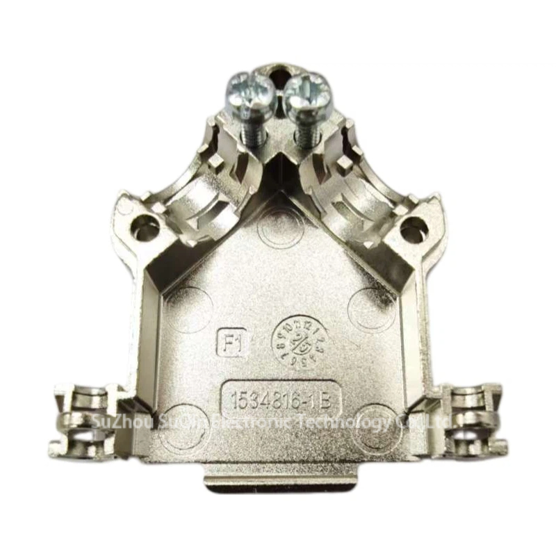 Internal perspective of the 1534807-1 zinc shell showing the molded part number and 45-degree cable exit structure.