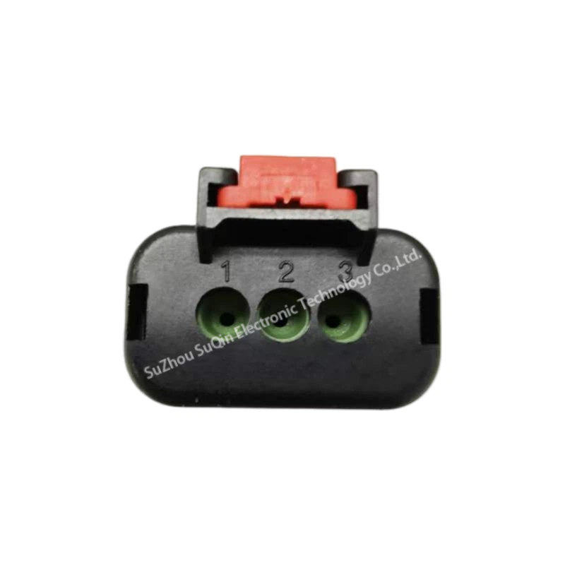 Rear view of the 776429-1 connector showcasing the wire entry ports and integrated sealing structure.