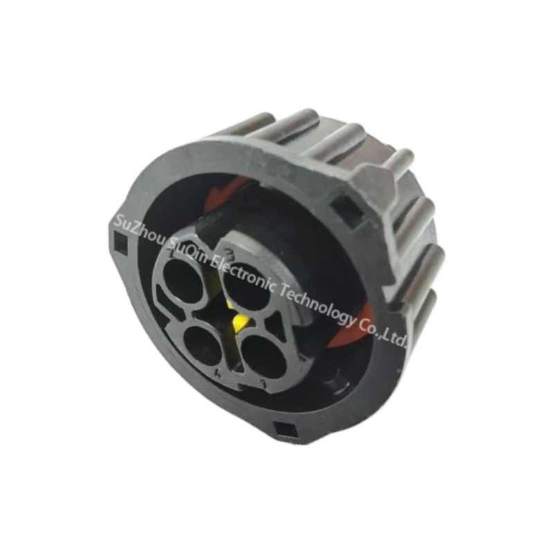 Front mating interface view of the 1-968968-1 circular housing structure showing the interior socket cavity positions alongside the internal color-coded security locking elements.