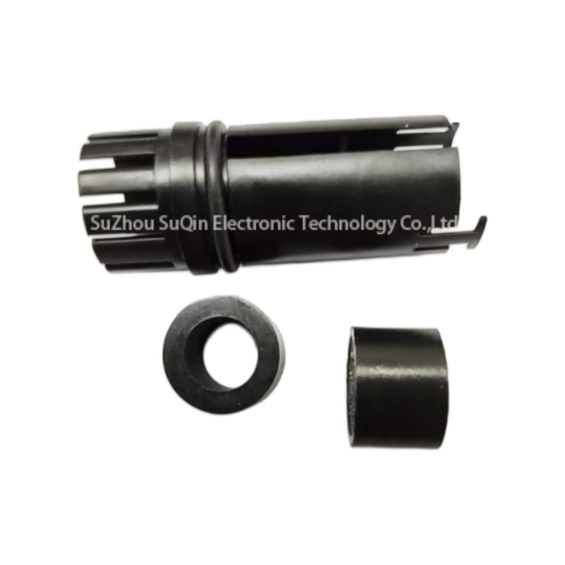 Internal view of the solder connection points for the BINDER 99-5110-40-04 M16 connector.