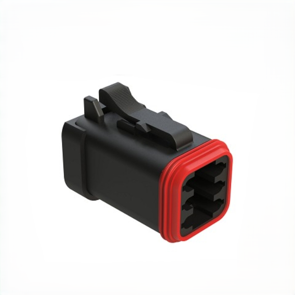 AT06-6S-MM01BLK Conectores automotrices 6-Way Plug, Female Connector with Reduced Diameter Seal (E-Seal) and End Cap Amphenol