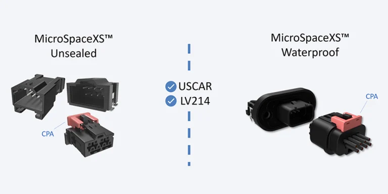 Una representación visual de los protocolos de prueba USCAR-2 y LV214 para conectores eléctricos automotrices en un entorno de laboratorio.