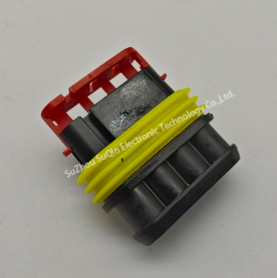 Rear view of TE 282088-1 AMP Superseal housing showing wire entry points and seals