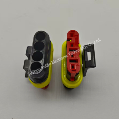 Close-up of TE 282088-1 connector mating interface and positive lock mechanism