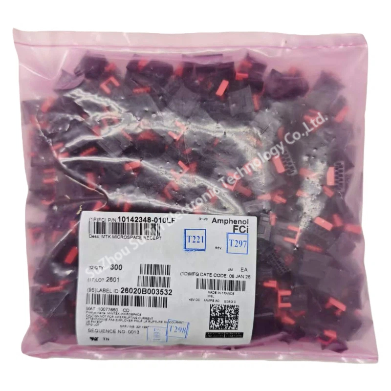 Emballage d'origine en sac d'usine Amphenol FCI pour le 10142348-010LF avec étiquettes.