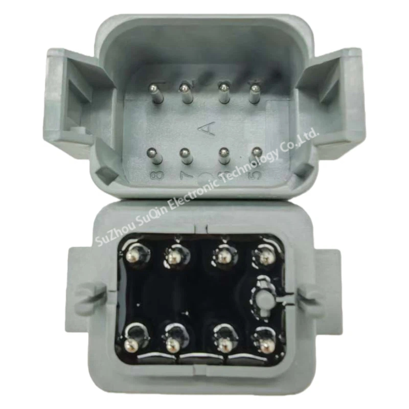 Side perspective of the AT04-08PA-BM04 showing the compact height and rectangular thermoplastic housing.