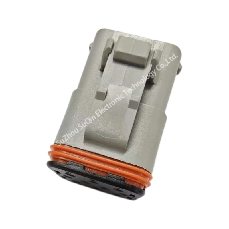 Vue en profil latéral du boîtier de connecteur noir TSL-FRD10PB en nylon mettant en évidence la piste de verrouillage mécanique intégrée sur sa surface rigide.