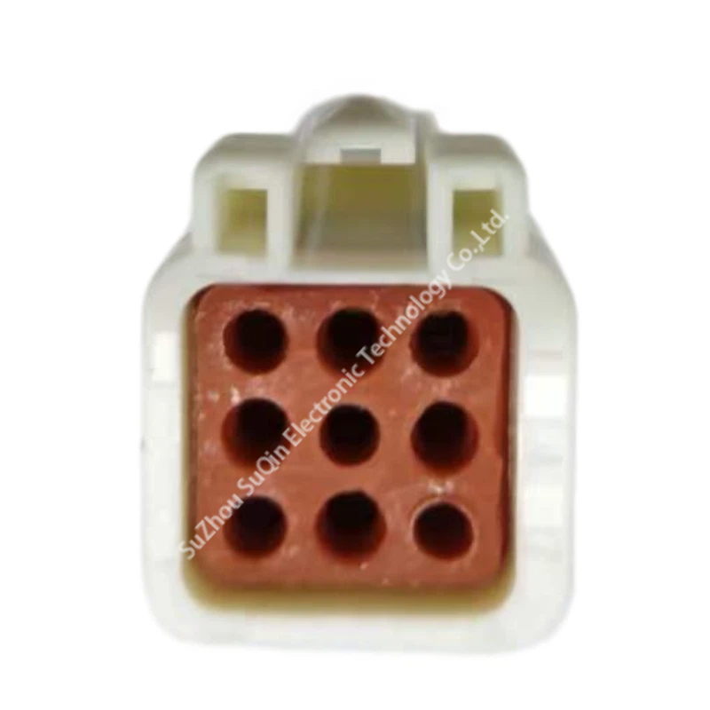 Front-facing close-up into the mating interface of Hirose DF62W 9-pin socket highlighting the embedded brown silicone waterproof gasket.
