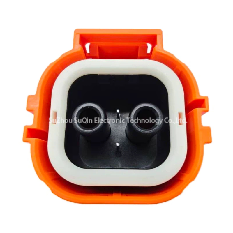 Front mating interface of the Amphenol HVSL362 connector highlighting the white silicone environmental seal and 2-pole contact cavities.