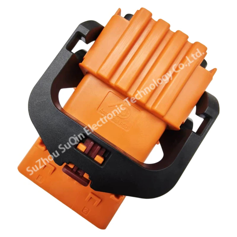 Close-up view of the HVSLF18062A150 2-pole main connector body in high-visibility orange.