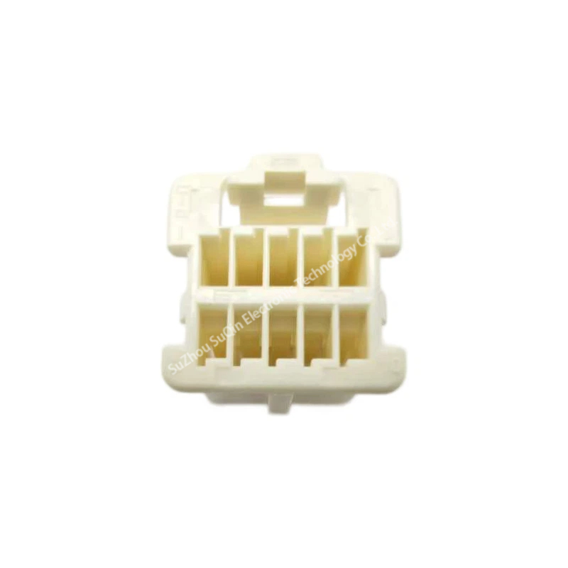 Top view of the mating interface for the 10-position ZND series housing showing the controlled keying structure.
