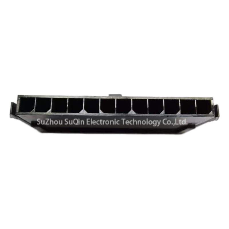 Front wire insertion face profile of Molex 0436401200 single row connector showing 12 precision molded terminal entries.