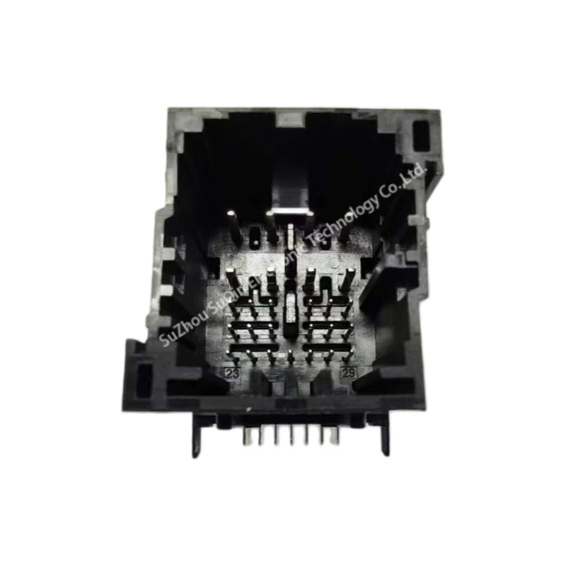 Side profile of the 2005020271 black glass-filled SPS automotive housing.