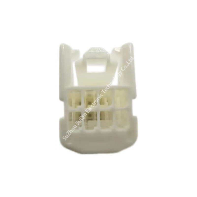 Front mating face look of TE 1379659-5 showing the 8-position dual-row internal pin sockets for 0.64mm female terminals.