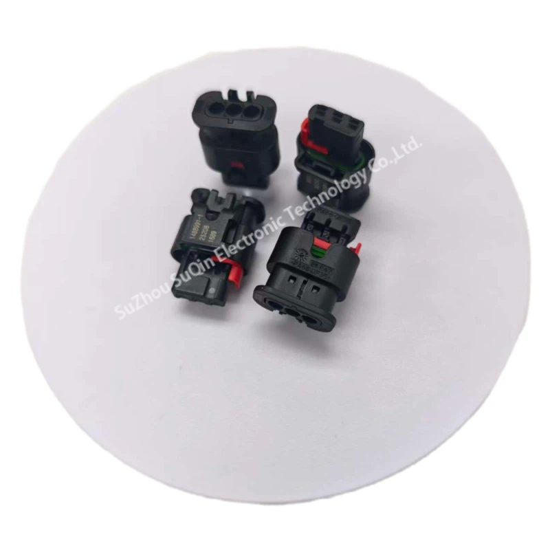 Hero view of TE 1488991-1 MCON 1.2mm 3-position sealed female housing in black.