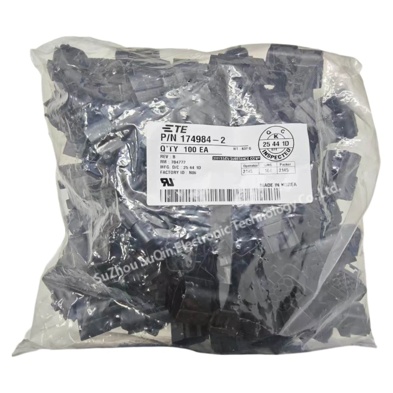 Original TE Connectivity factory label for 174984-2 with barcode for authenticity and traceability.