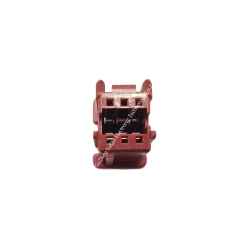 Front mating interface view of JST ZNDP-06V-C-R red housing plug showing female contact cavities.